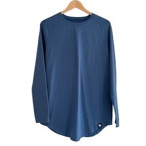 YoungLA Raglan T-Shirt Mens M Blue Long Sleeve Crew Neck Long Curve Hem
